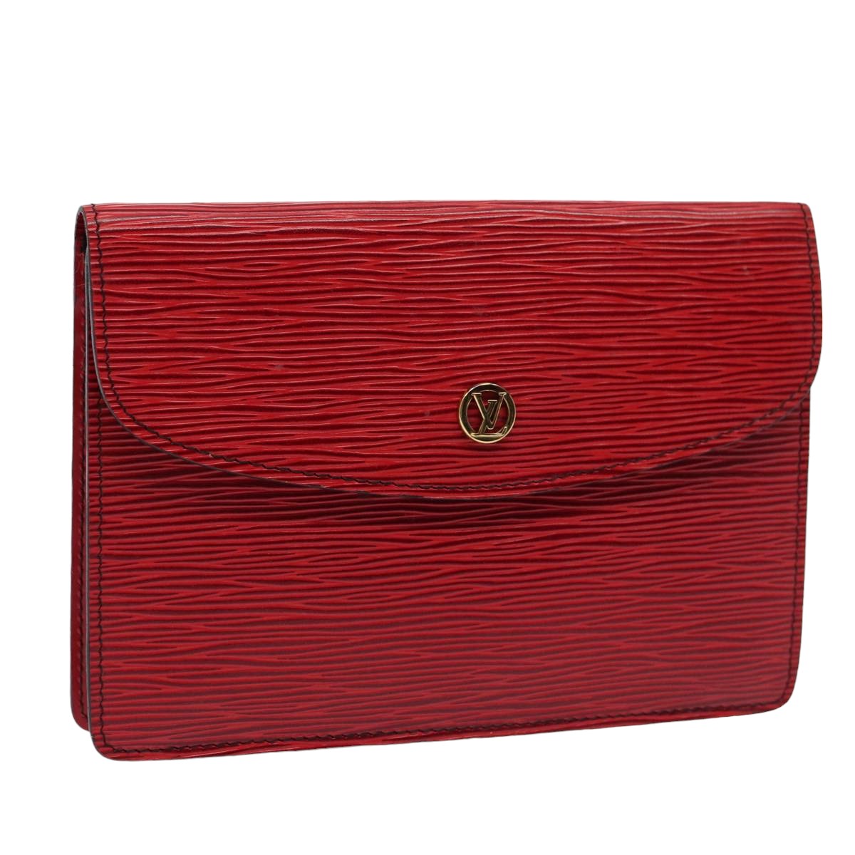 LOUIS VUITTON Epi Montagne 20 Clutch Bag Red LV Auth 79657