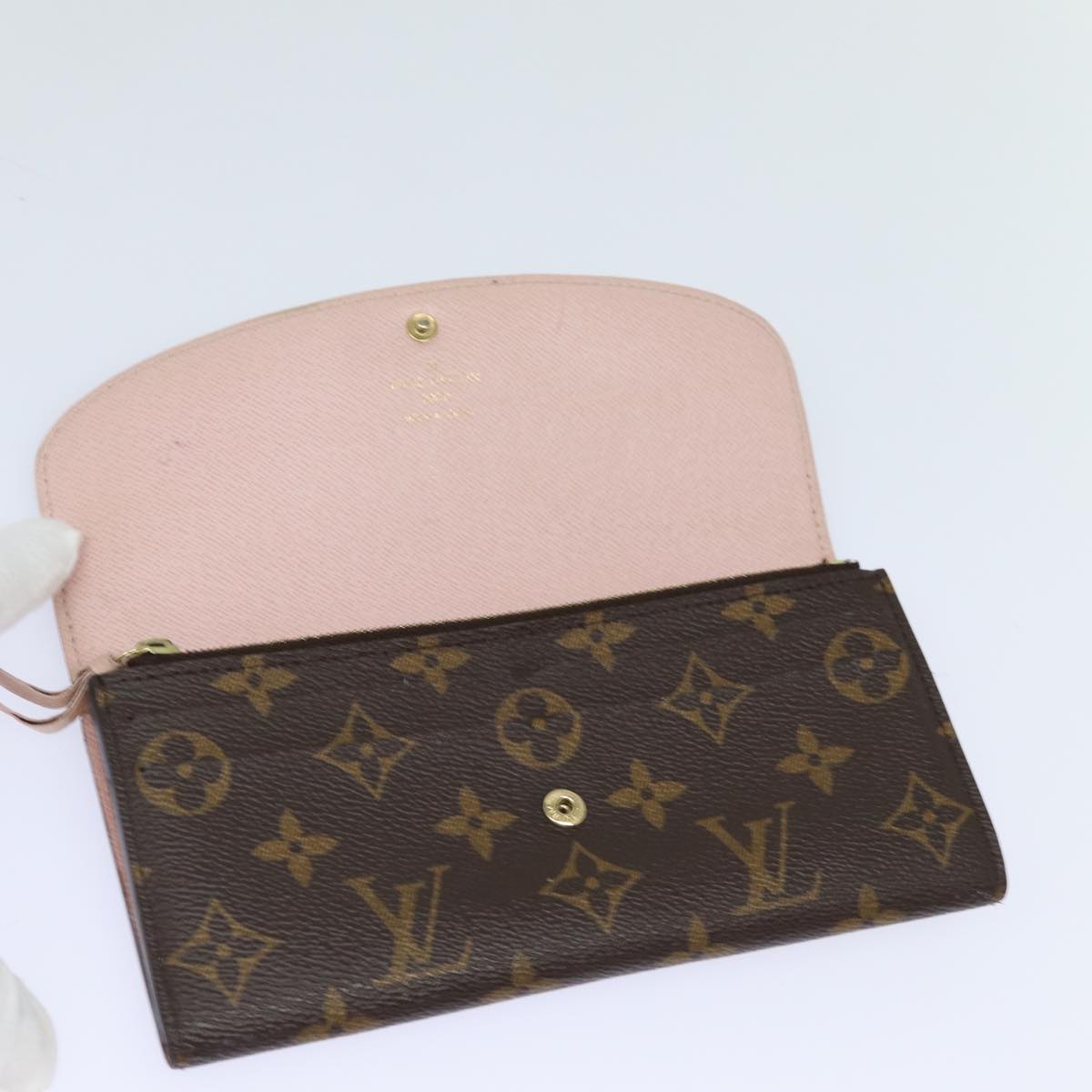 LOUIS VUITTON Monogram Portefeuille Emily Wallet Rose Valerine M61289 Auth 79663