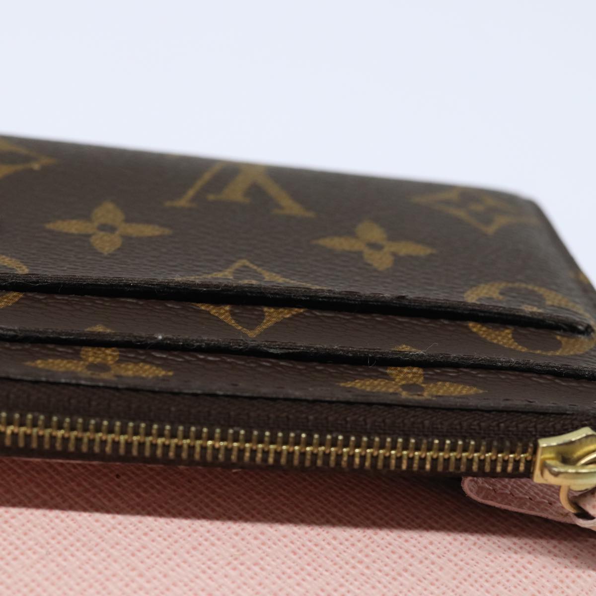 LOUIS VUITTON Monogram Portefeuille Emily Wallet Rose Valerine M61289 Auth 79663