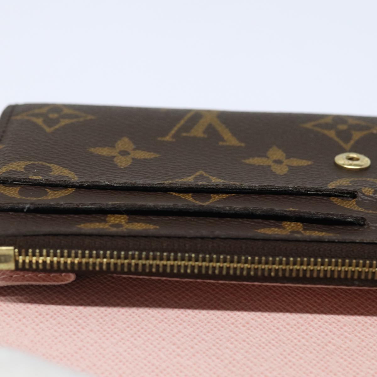 LOUIS VUITTON Monogram Portefeuille Emily Wallet Rose Valerine M61289 Auth 79663