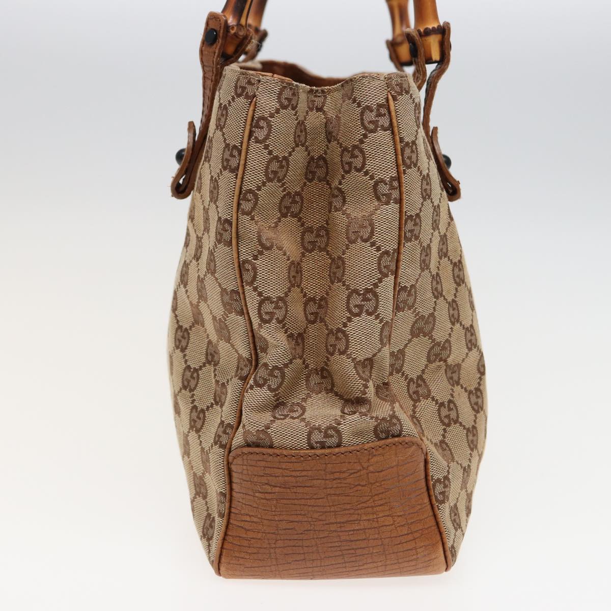 GUCCI GG Canvas Bamboo Hand Bag Beige 112526 Auth 79676