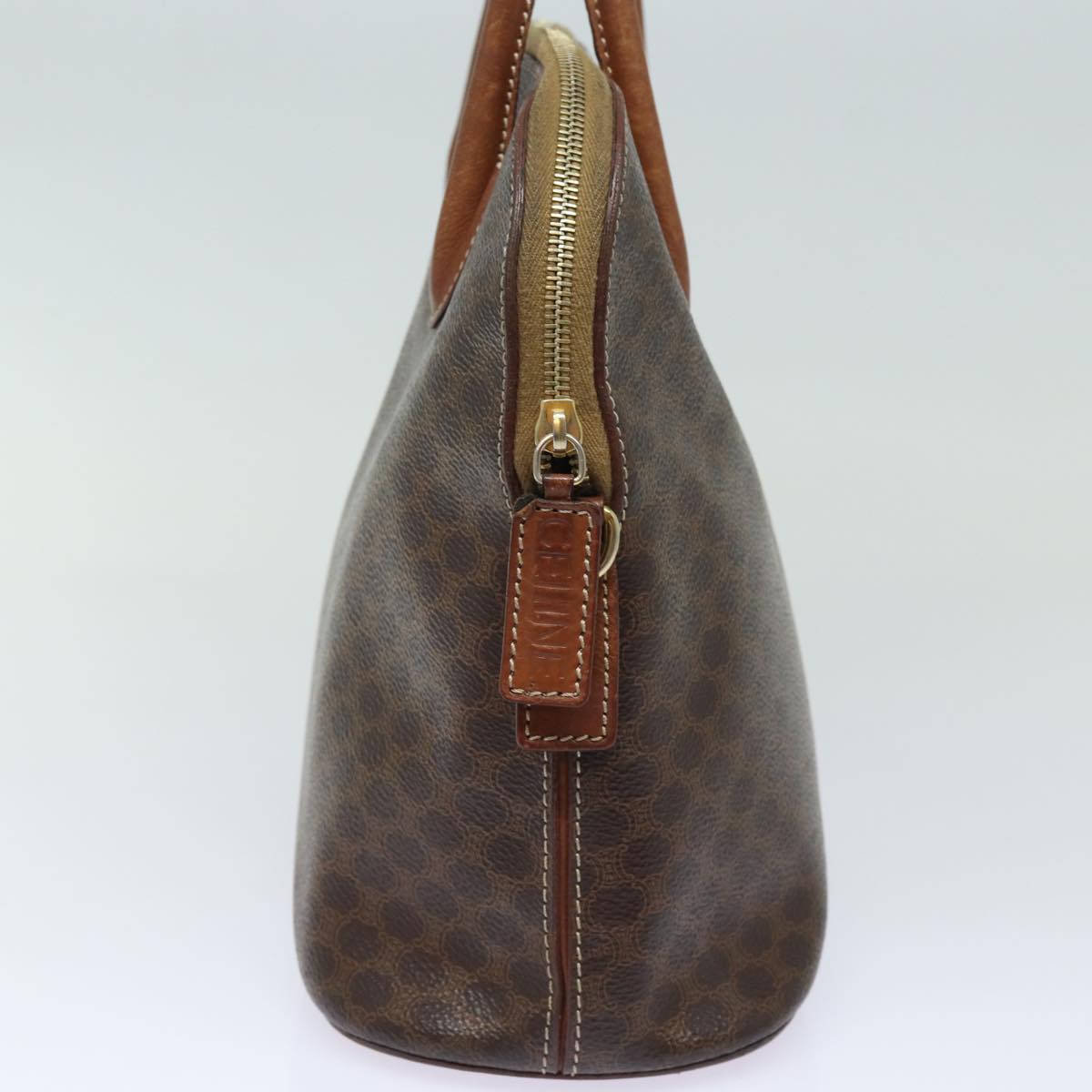 CELINE Macadam Canvas Hand Bag PVC Leather Brown Auth 79677