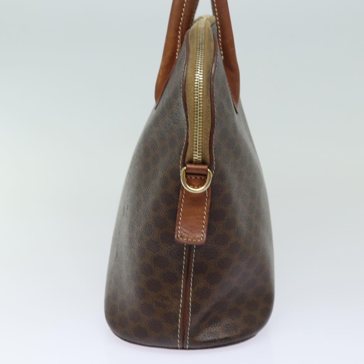 CELINE Macadam Canvas Hand Bag PVC Leather Brown Auth 79677