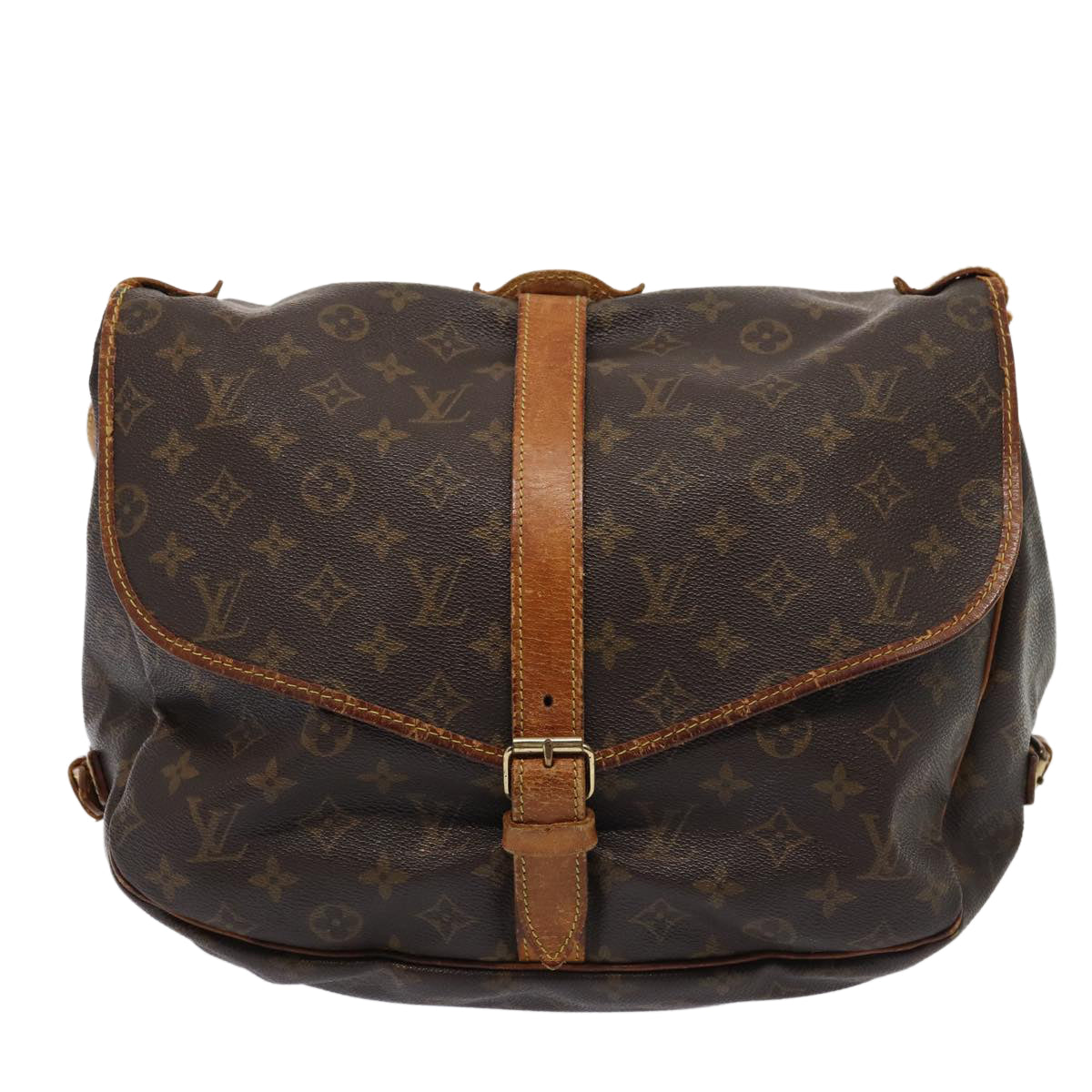 LOUIS VUITTON Monogram Saumur 35 Shoulder Bag M42254 LV Auth 79678