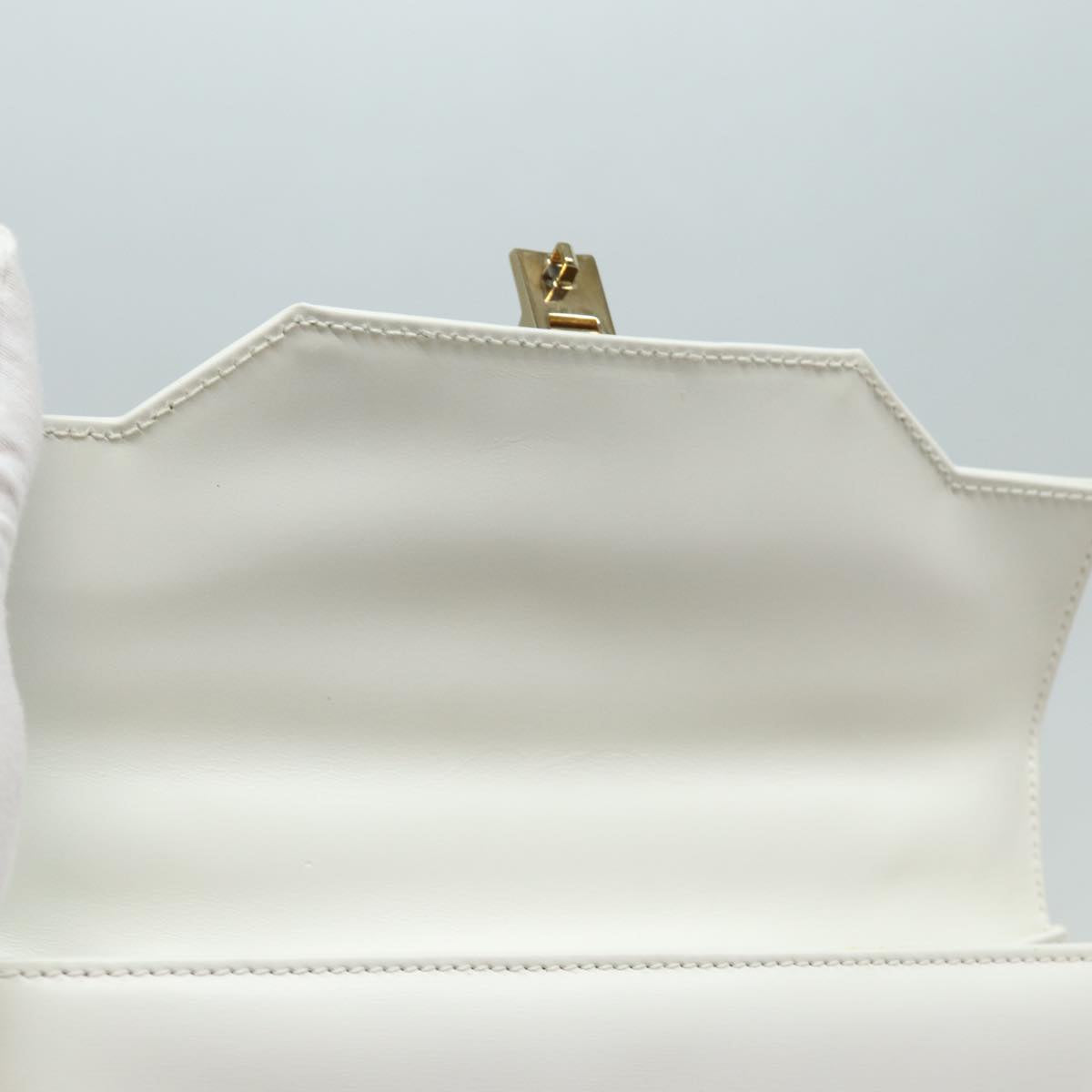 GUCCI Ready Lock Hand Bag Leather 2way White Auth 79683