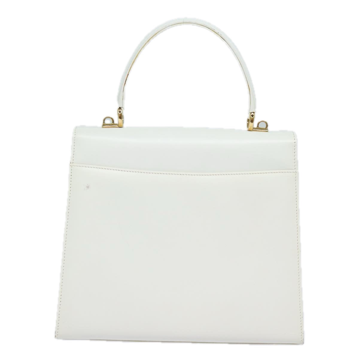 GUCCI Ready Lock Hand Bag Leather 2way White Auth 79683