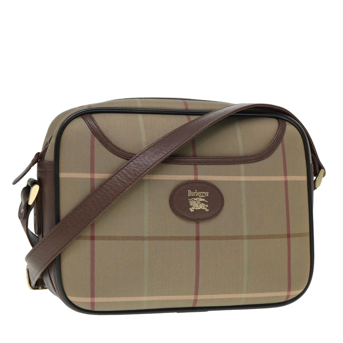 Burberrys Nova Check Shoulder Bag Canvas Beige Auth 79685