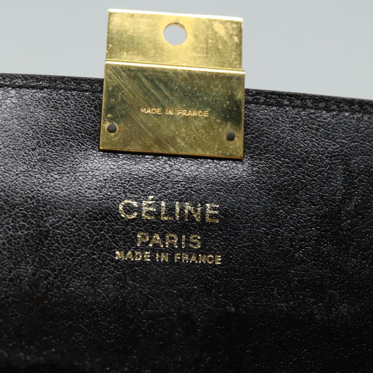 CELINE Clutch Bag Enamel Black Auth 79686