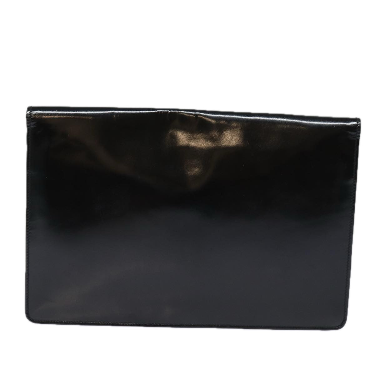 CELINE Clutch Bag Enamel Black Auth 79686 - 0