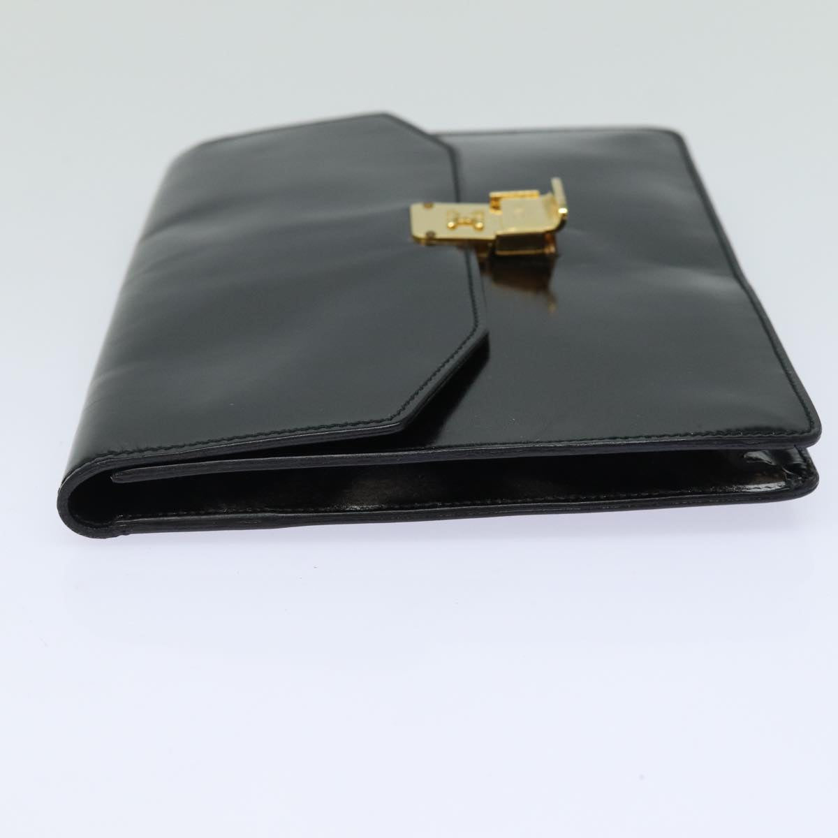 CELINE Clutch Bag Enamel Black Auth 79686