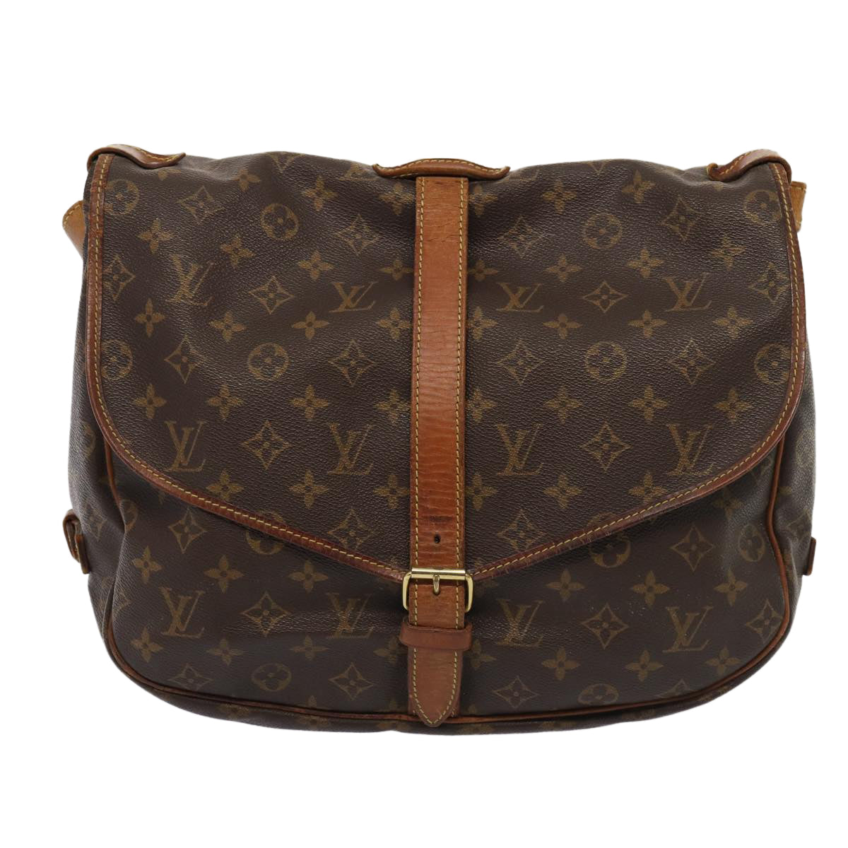 LOUIS VUITTON Monogram Saumur 35 Shoulder Bag M42254 LV Auth 79697