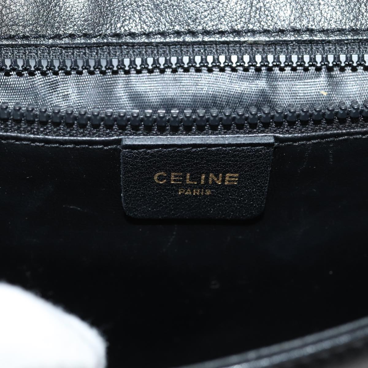 CELINE Shoulder Bag Leather Black Auth 79698