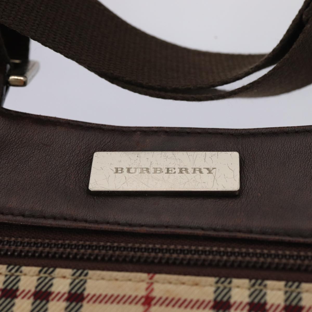 BURBERRY Nova Check Shoulder Bag Canvas Beige Auth 79708