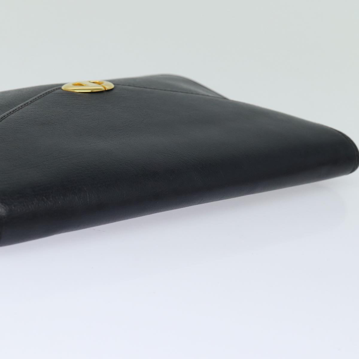 Christian Dior Clutch Bag Leather Black Auth 79728