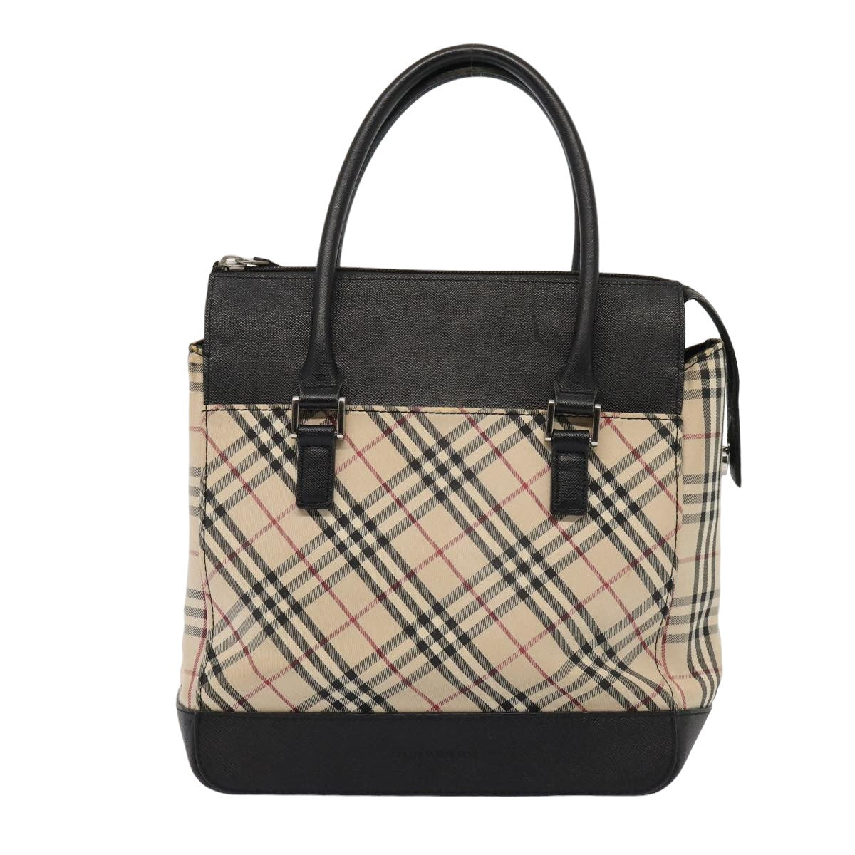 BURBERRY Nova Check Hand Bag Canvas Beige Auth 79759