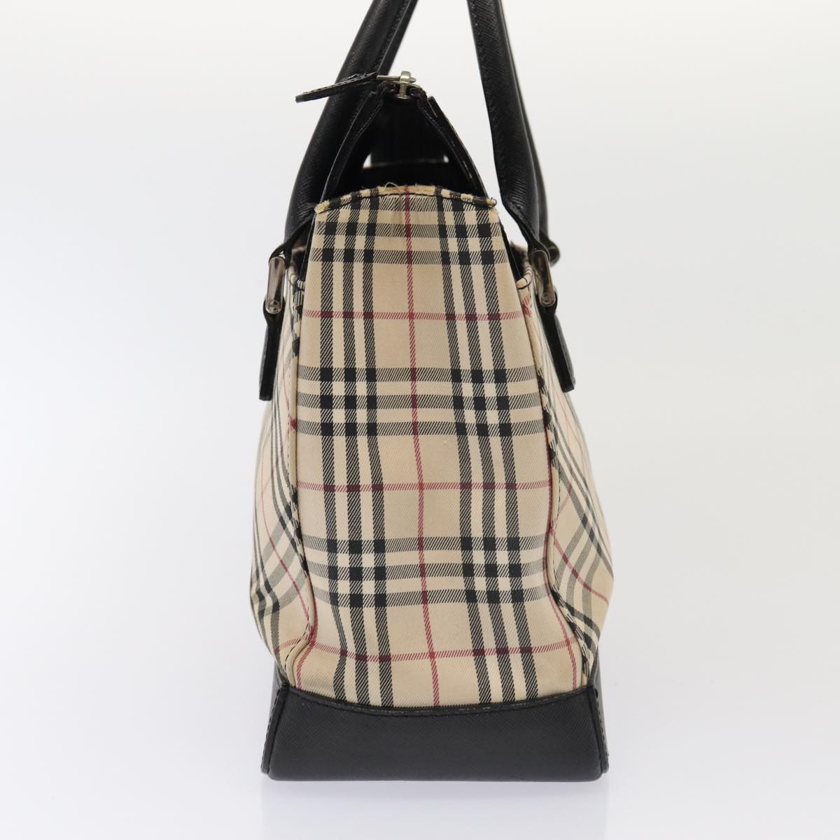 BURBERRY Nova Check Hand Bag Canvas Beige Auth 79759