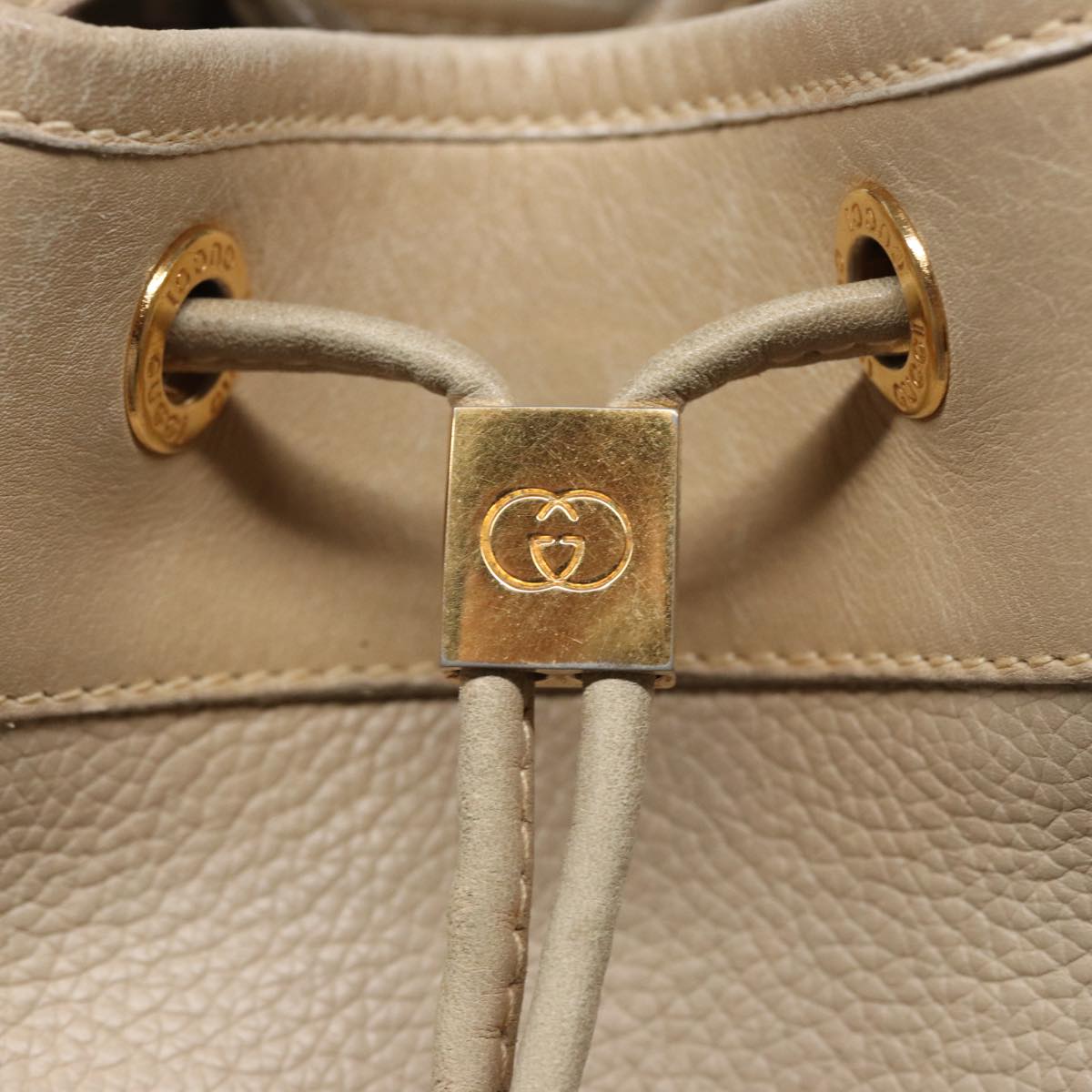 GUCCI Shoulder Bag Leather Beige 001 58 0933 Auth 79762