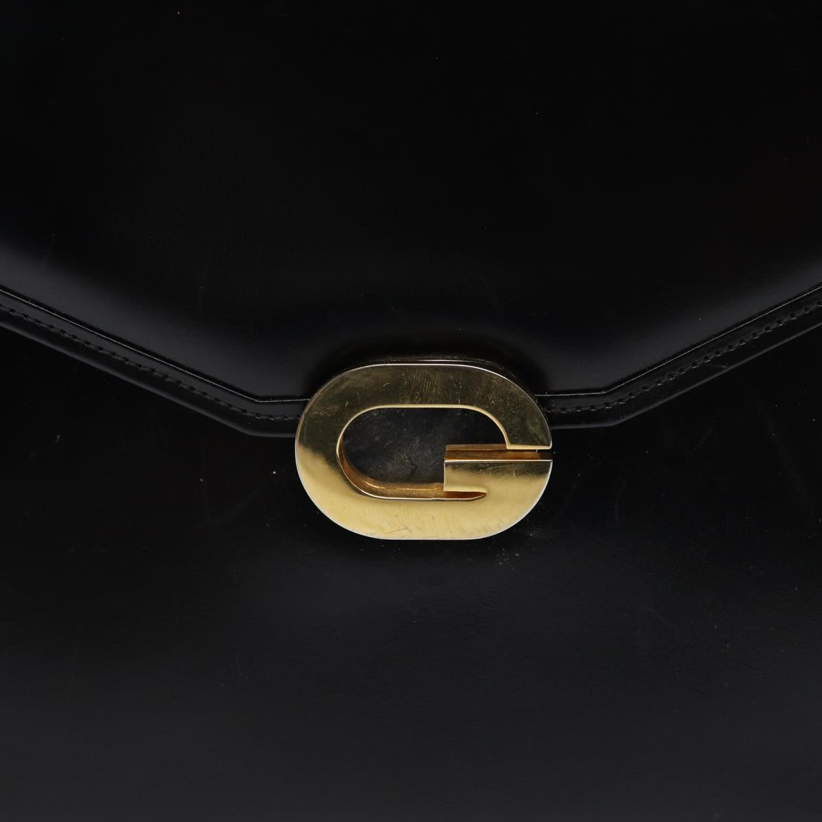 GUCCI Hand Bag Leather Black Auth 79763