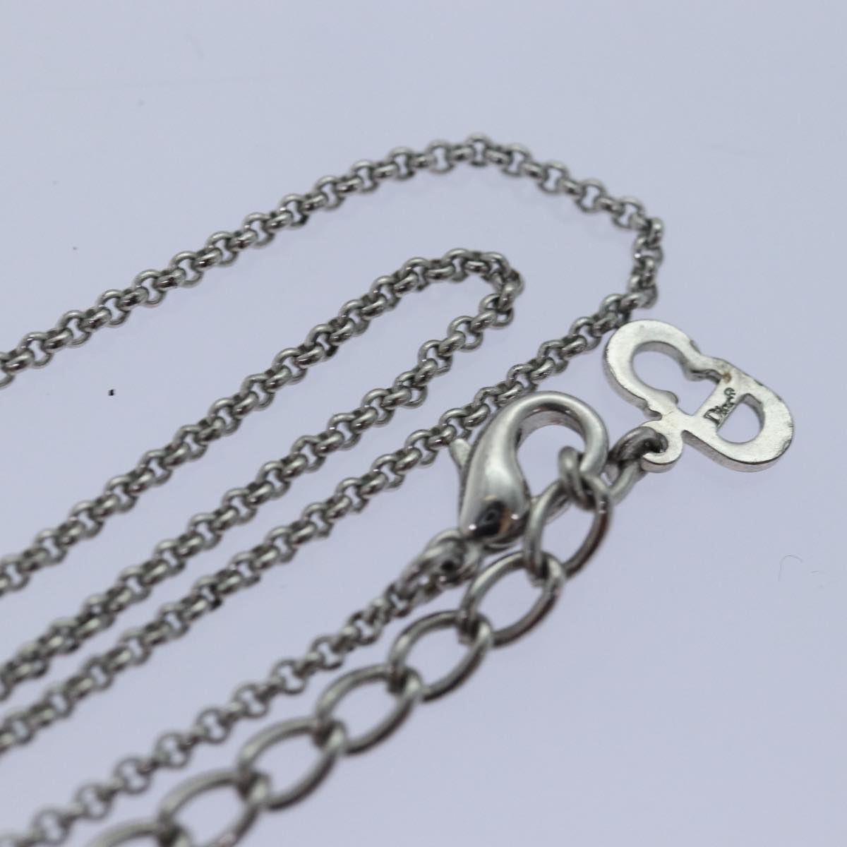 Christian Dior Necklace Silver Auth 79781