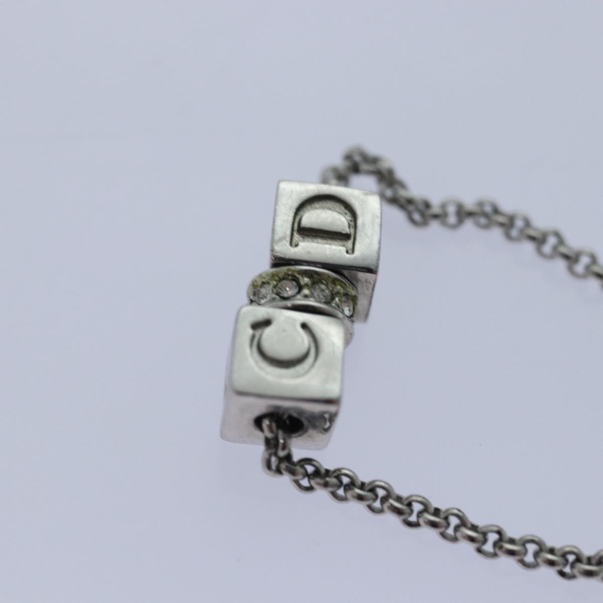 Christian Dior Necklace Silver Auth 79781