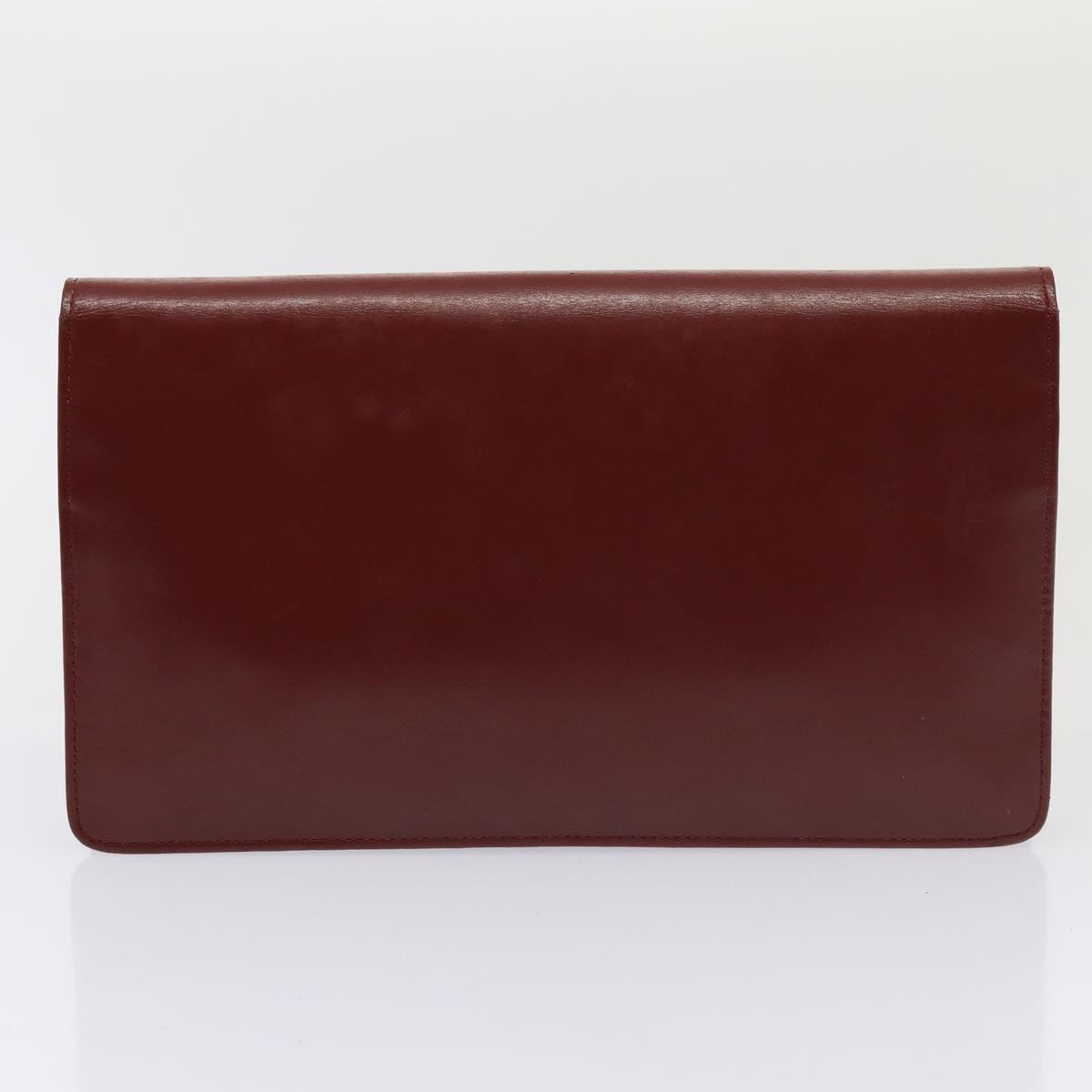 CARTIER Clutch Bag Leather 2Set Red Auth 79784