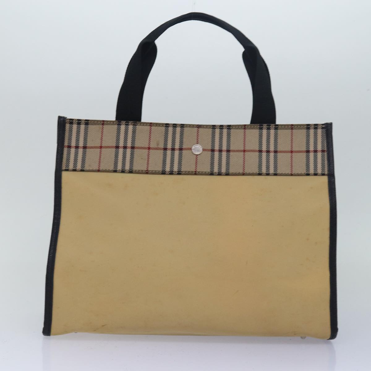 BURBERRY Nova Check Hand Bag Nylon 2Set Beige Black Auth 79786