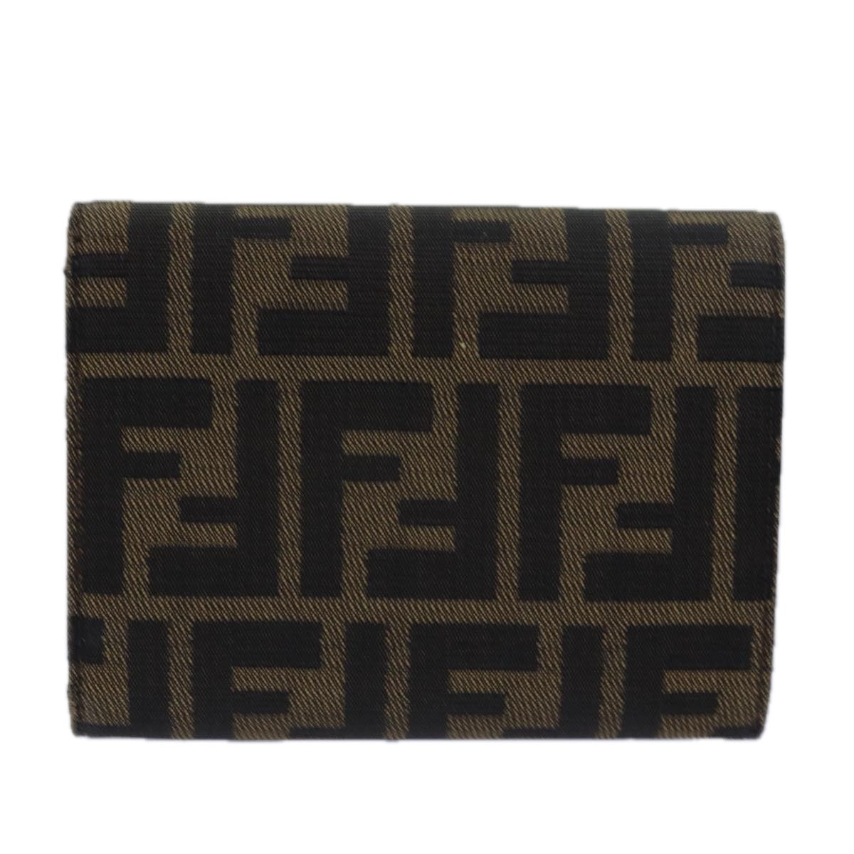 FENDI Zucca Canvas Wallet Black Brown Auth 79791 - 0