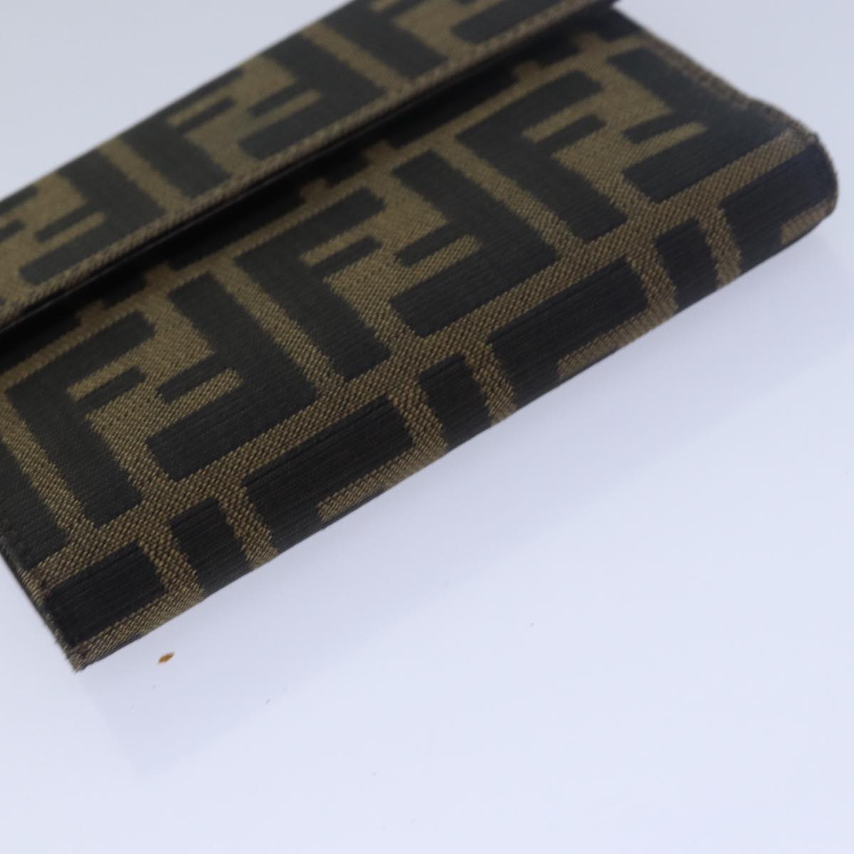 FENDI Zucca Canvas Wallet Black Brown Auth 79791