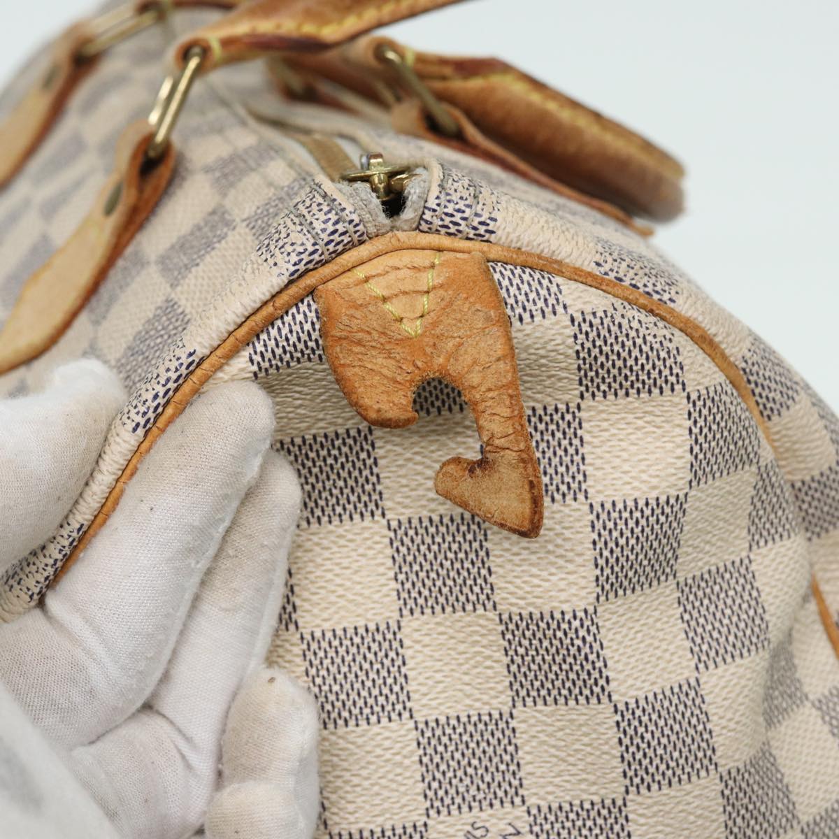 LOUIS VUITTON Damier Azur Speedy 30 Hand Bag N41533 LV Auth 79806