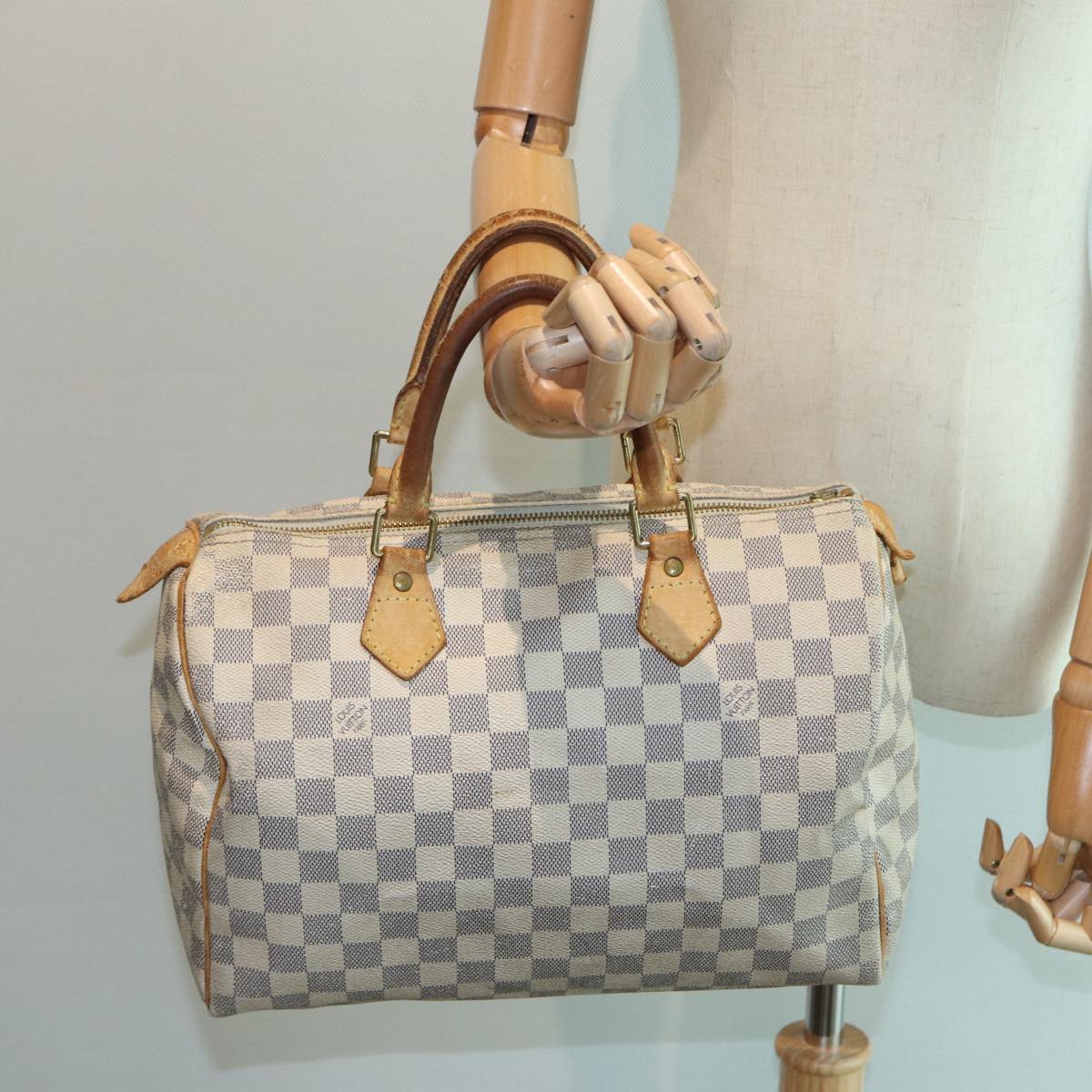 LOUIS VUITTON Damier Azur Speedy 30 Hand Bag N41533 LV Auth 79806