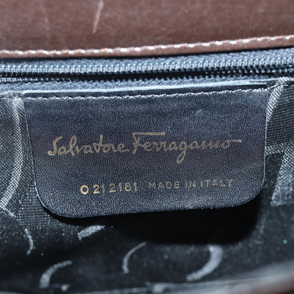 Salvatore Ferragamo Gancini Hand Bag Leather 2way Brown Auth 79812