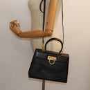 Salvatore Ferragamo Gancini Hand Bag Leather 2way Brown Auth 79812-24