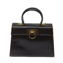 Salvatore Ferragamo Gancini Hand Bag Leather 2way Brown Auth 79812-13