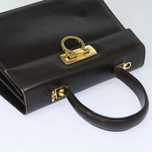 Salvatore Ferragamo Gancini Hand Bag Leather 2way Brown Auth 79812