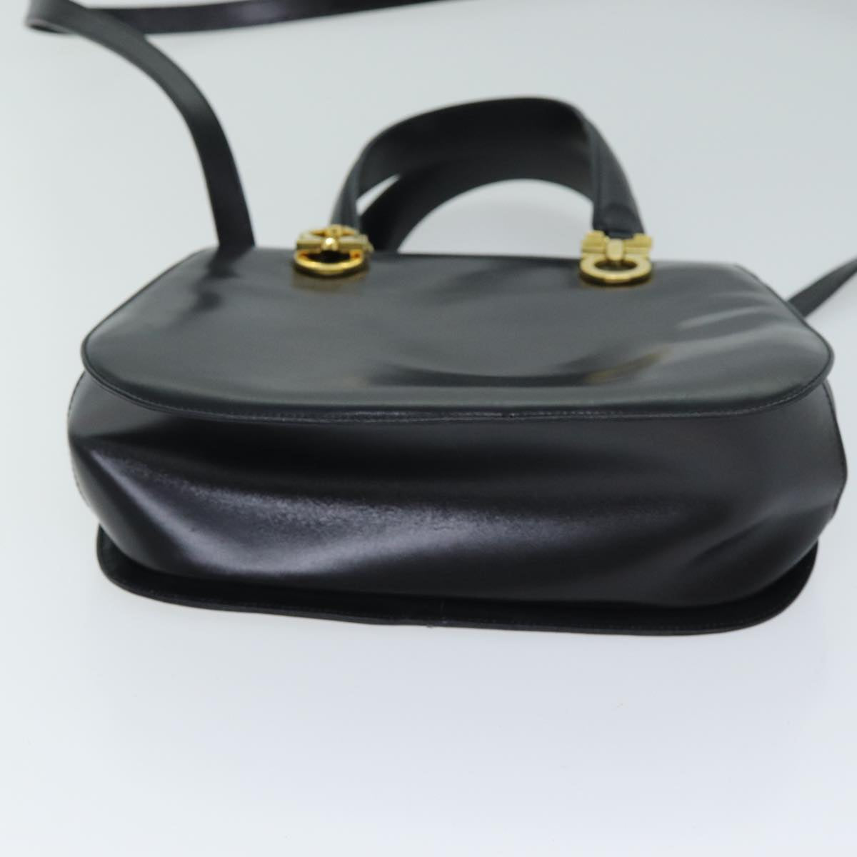 Salvatore Ferragamo Hand Bag Leather 2way Black Auth 79814