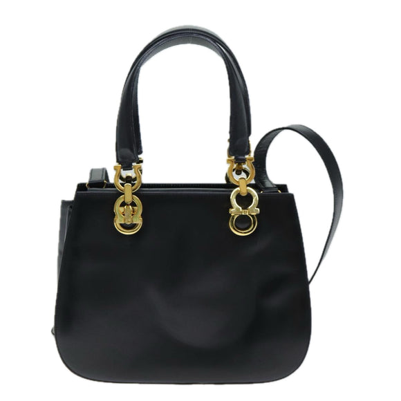 Salvatore Ferragamo Handtasche Leder 2-Wege Schwarz Authentisch 79814