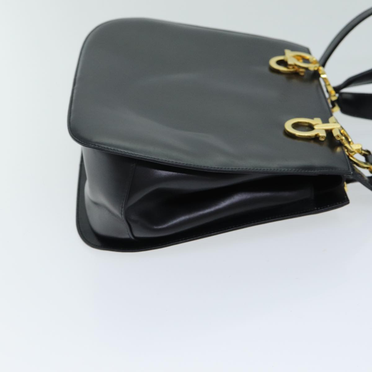 Salvatore Ferragamo Hand Bag Leather 2way Black Auth 79814