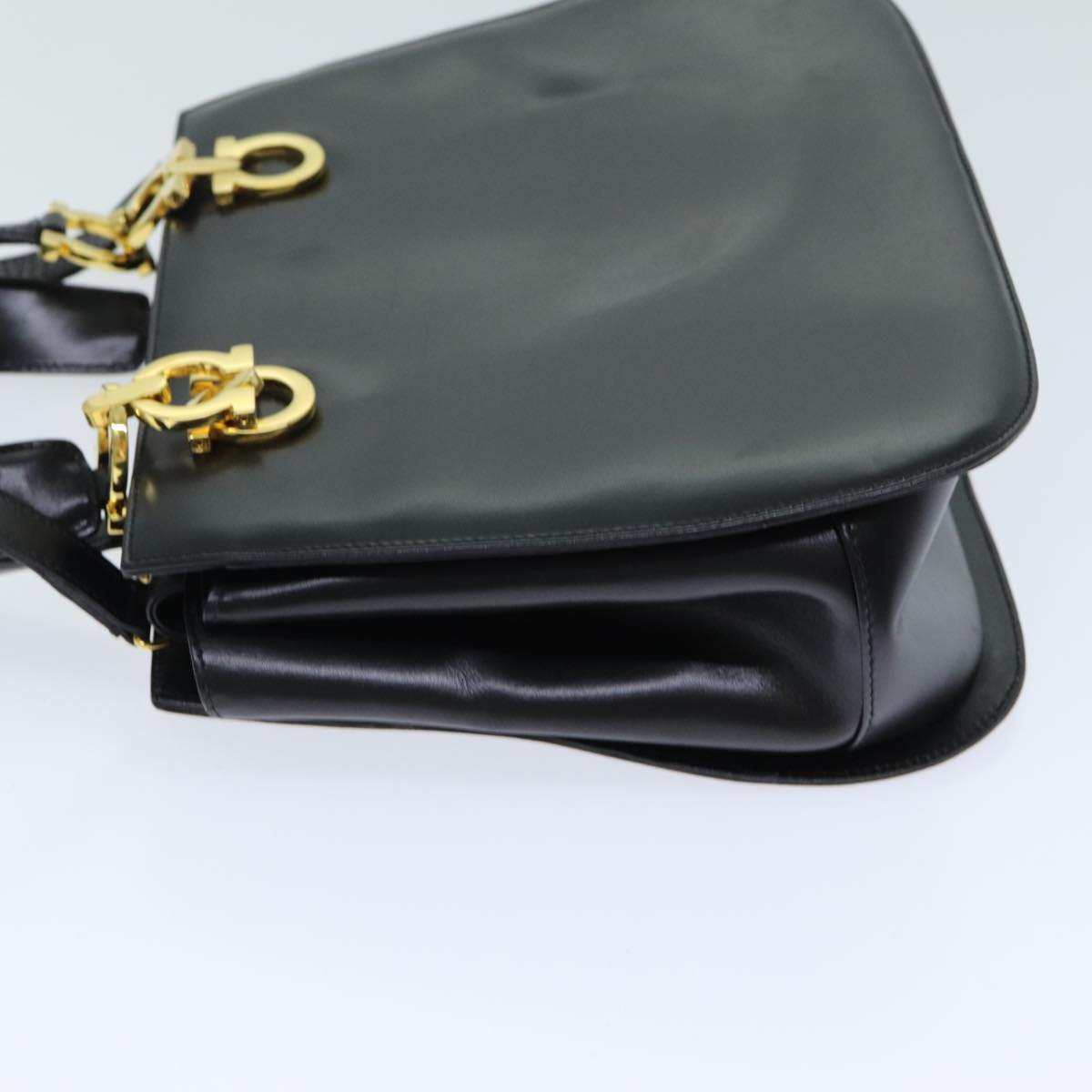 Salvatore Ferragamo Hand Bag Leather 2way Black Auth 79814