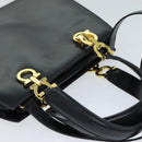 Salvatore Ferragamo Hand Bag Leather 2way Black Auth 79814-6
