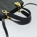 Salvatore Ferragamo Hand Bag Leather 2way Black Auth 79814-7