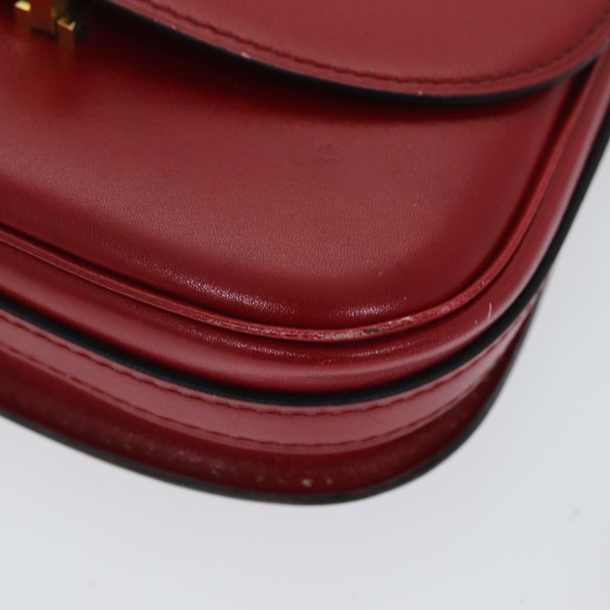 CELINE Shoulder Bag Leather Red Auth 79816