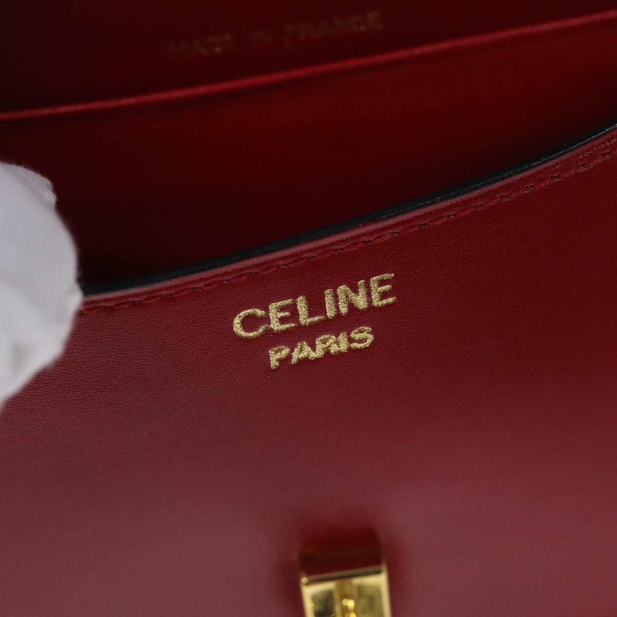 CELINE Shoulder Bag Leather Red Auth 79816