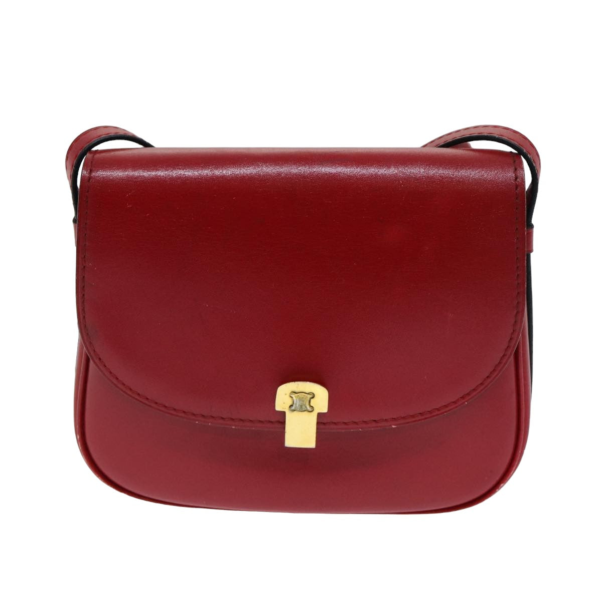 CELINE Shoulder Bag Leather Red Auth 79816 - 0