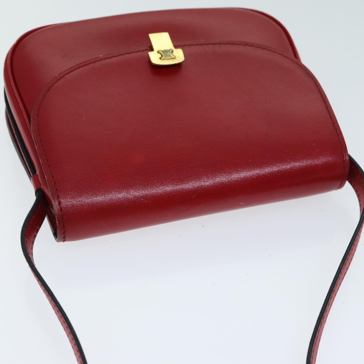 CELINE Shoulder Bag Leather Red Auth 79816