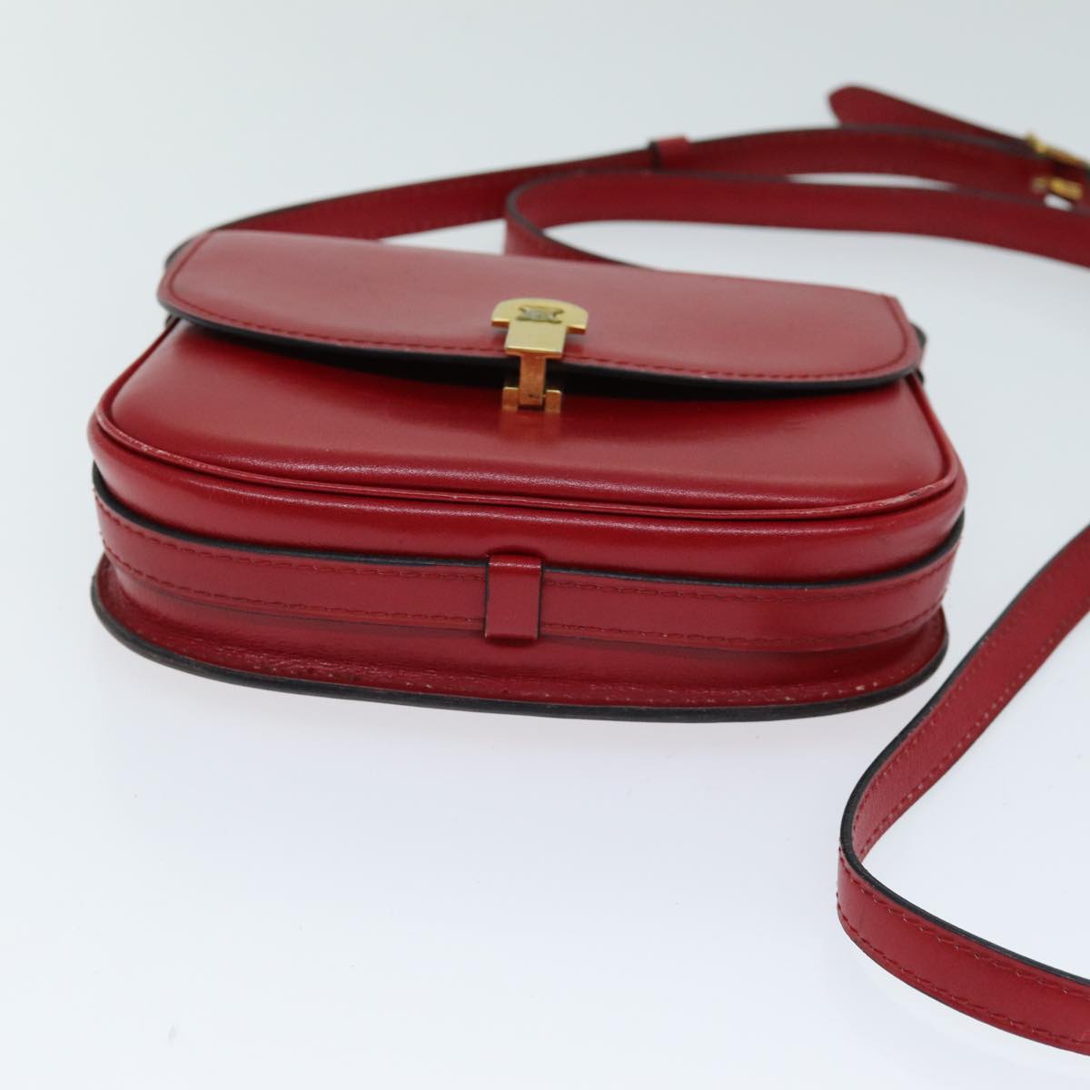 CELINE Shoulder Bag Leather Red Auth 79816