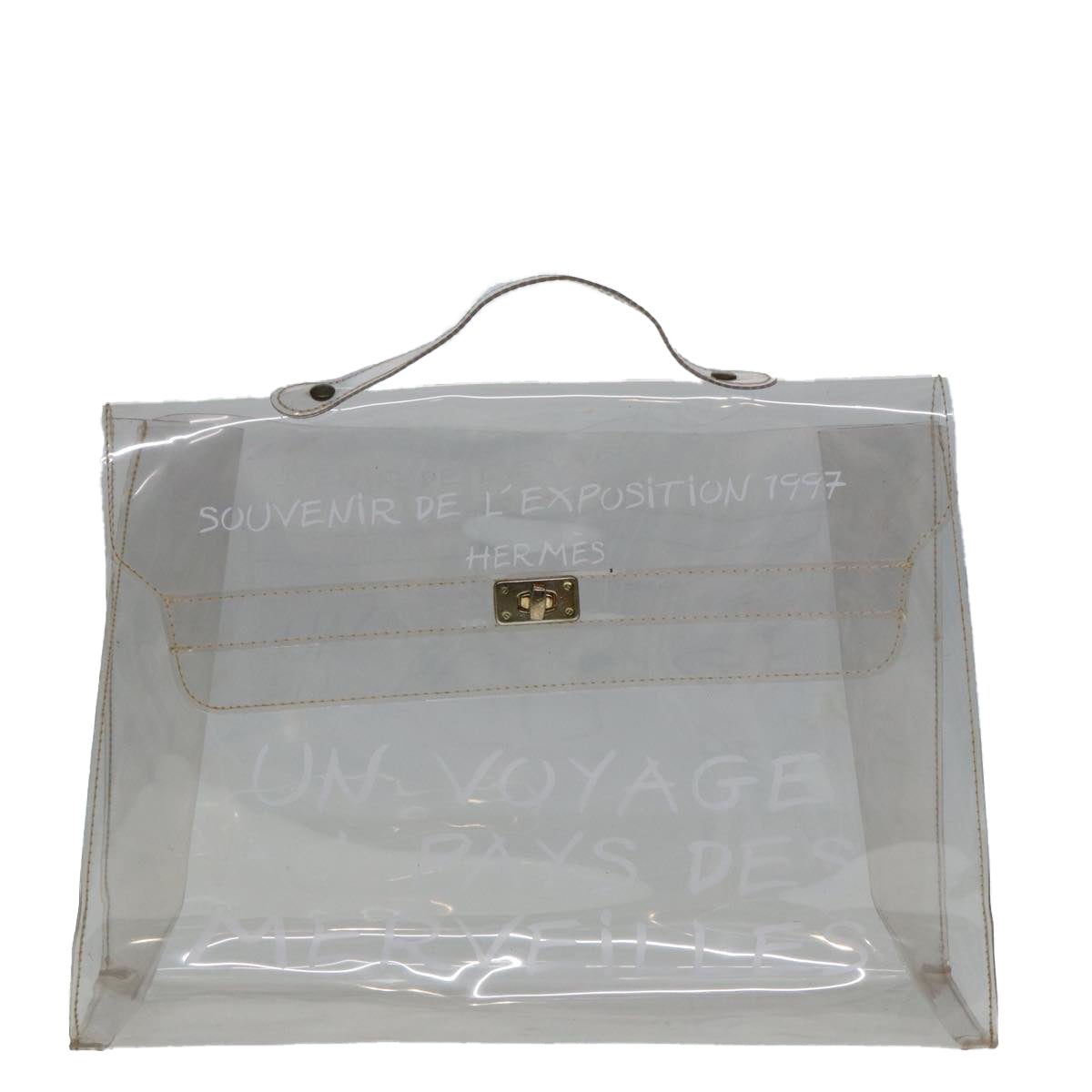 HERMES Vinyl Kelly Hand Bag Vinyl Clear Auth 79847 - 0