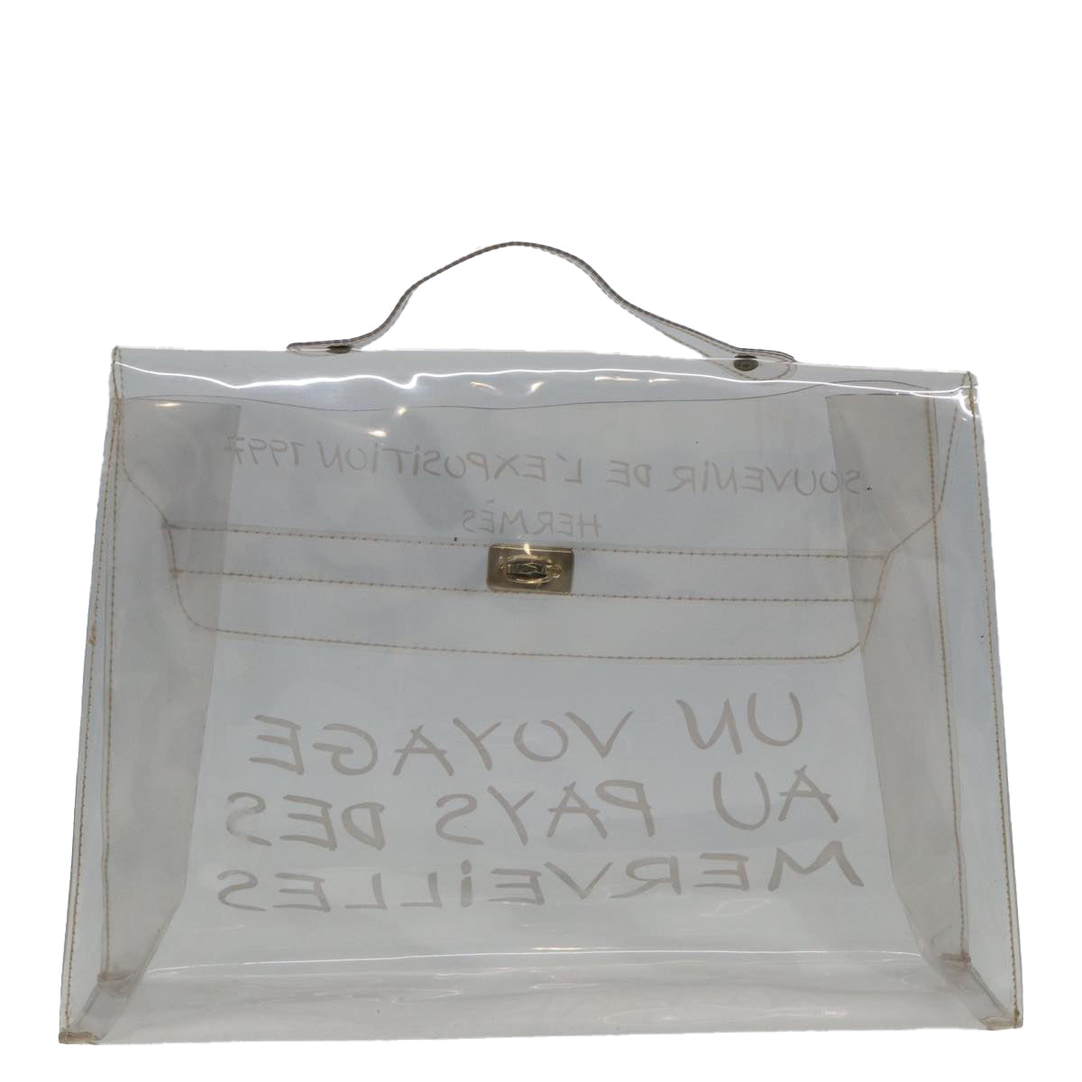 HERMES Vinyl Kelly Hand Bag Vinyl Clear Auth 79847