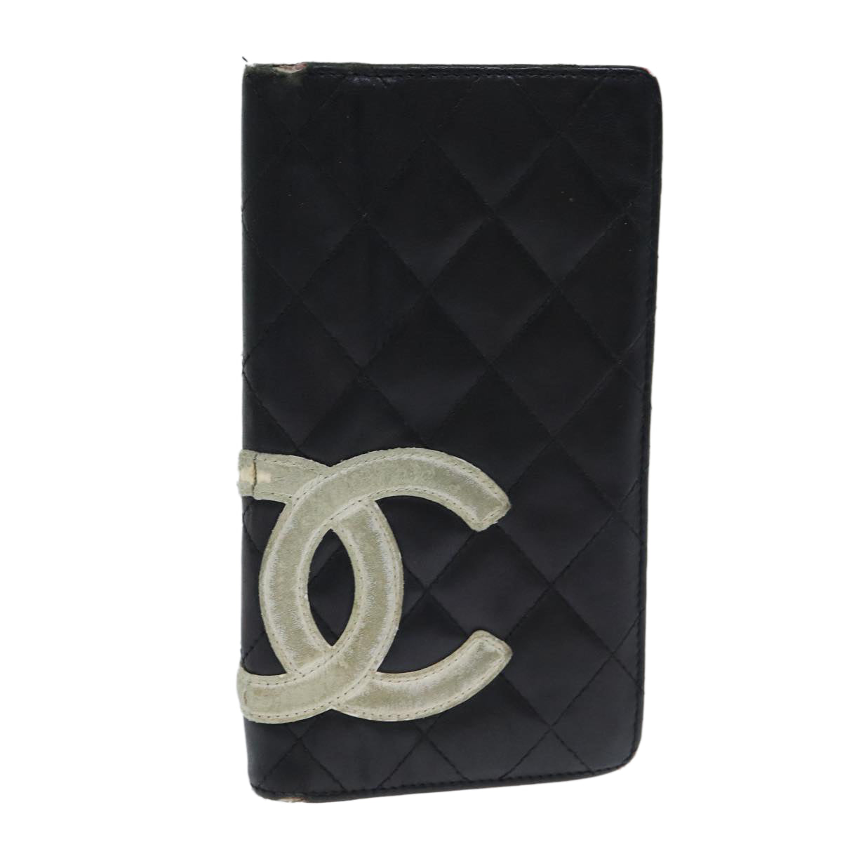 CHANEL Cambon Line Wallet Leather Black CC Auth 79854