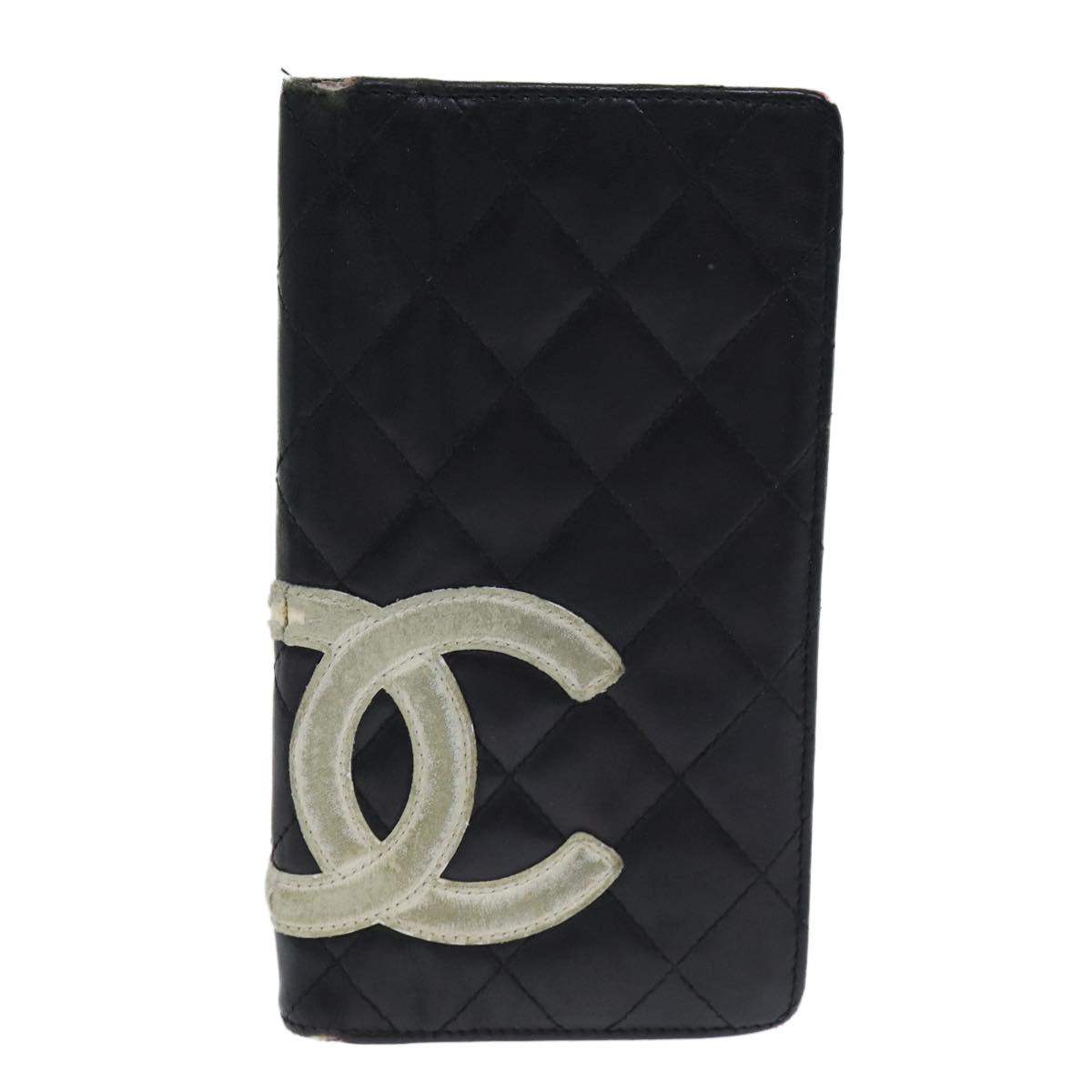 CHANEL Cambon Line Wallet Leather Black CC Auth 79854 - 0