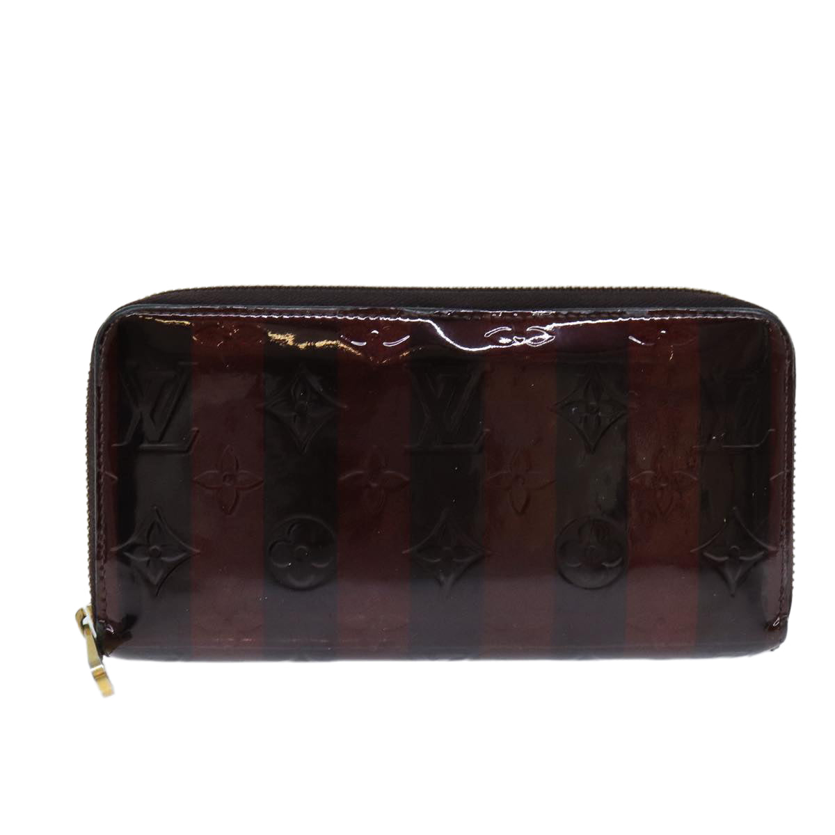 LOUIS VUITTON Monogram Vernis Rayure Zippy Wallet Amarante M91717 LV Auth 79855